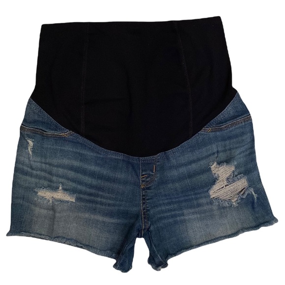 Maternity Shorts Distress Wash Denim Ripped Jean Shorts Size 2 / 26 - Picture 2 of 12
